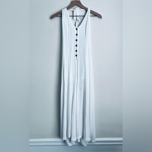 Stolen Hearts white Halter Romper wide leg open back flowy boho summer S - Picture 2 of 11